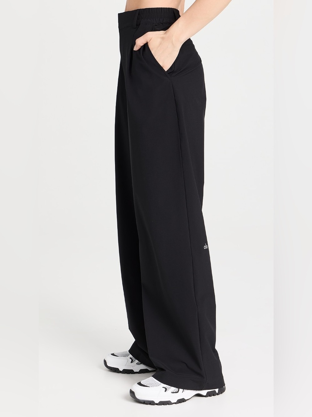 Alo Yoga Pursuit Trousers Womens Large black High Waist Wide Leg Wide Leg - Picture 3 of 9